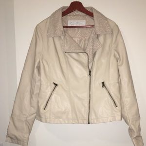 Leather moto jacket - Cream color L